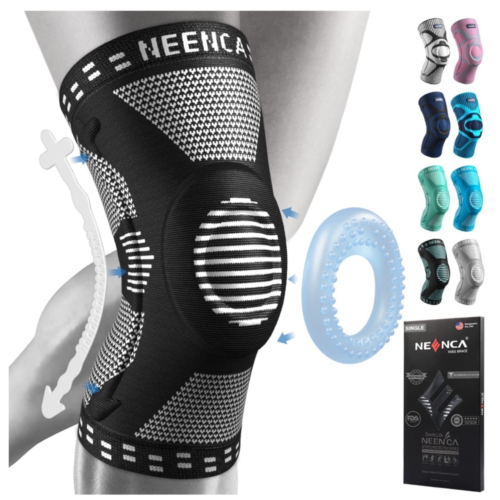 Black Knee Support Sleeve for Arthritis ACL Joint Pain Injury Recovery OS